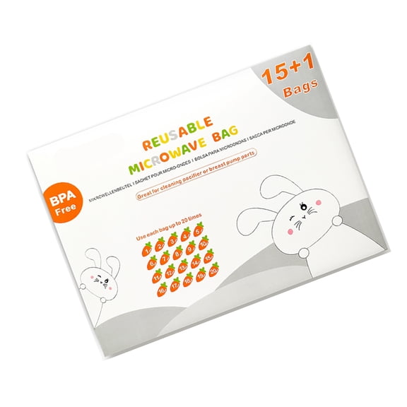 16/42 Count Cleaning Bag Reusable Microwave Sterilizer Bags for Breastpump Part/Baby Bottle 20 Times/Sheet