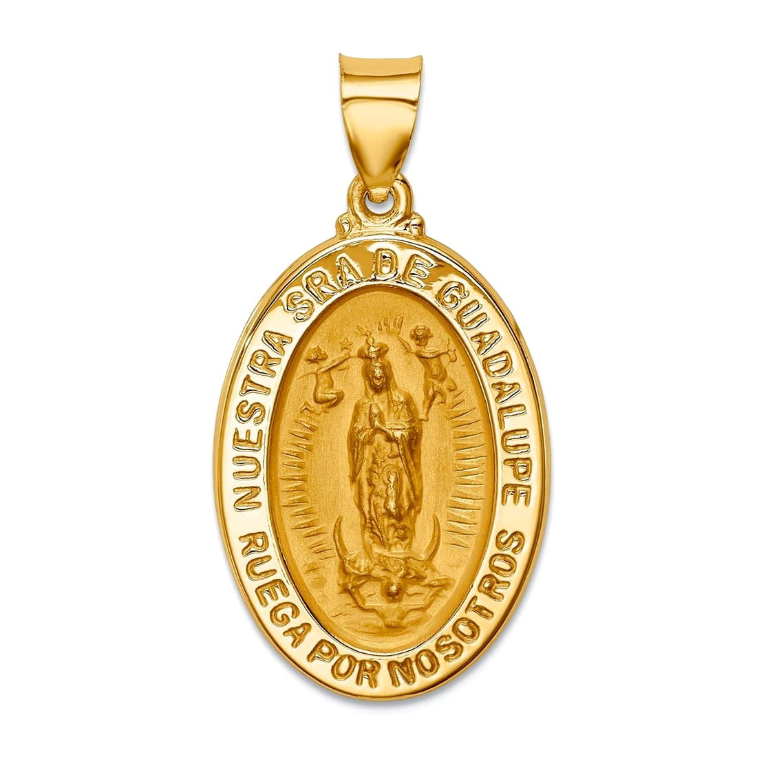 16.43mm 14k Solid Yellow Gold Polished and Satin Hollow Spanish Lady Of ...