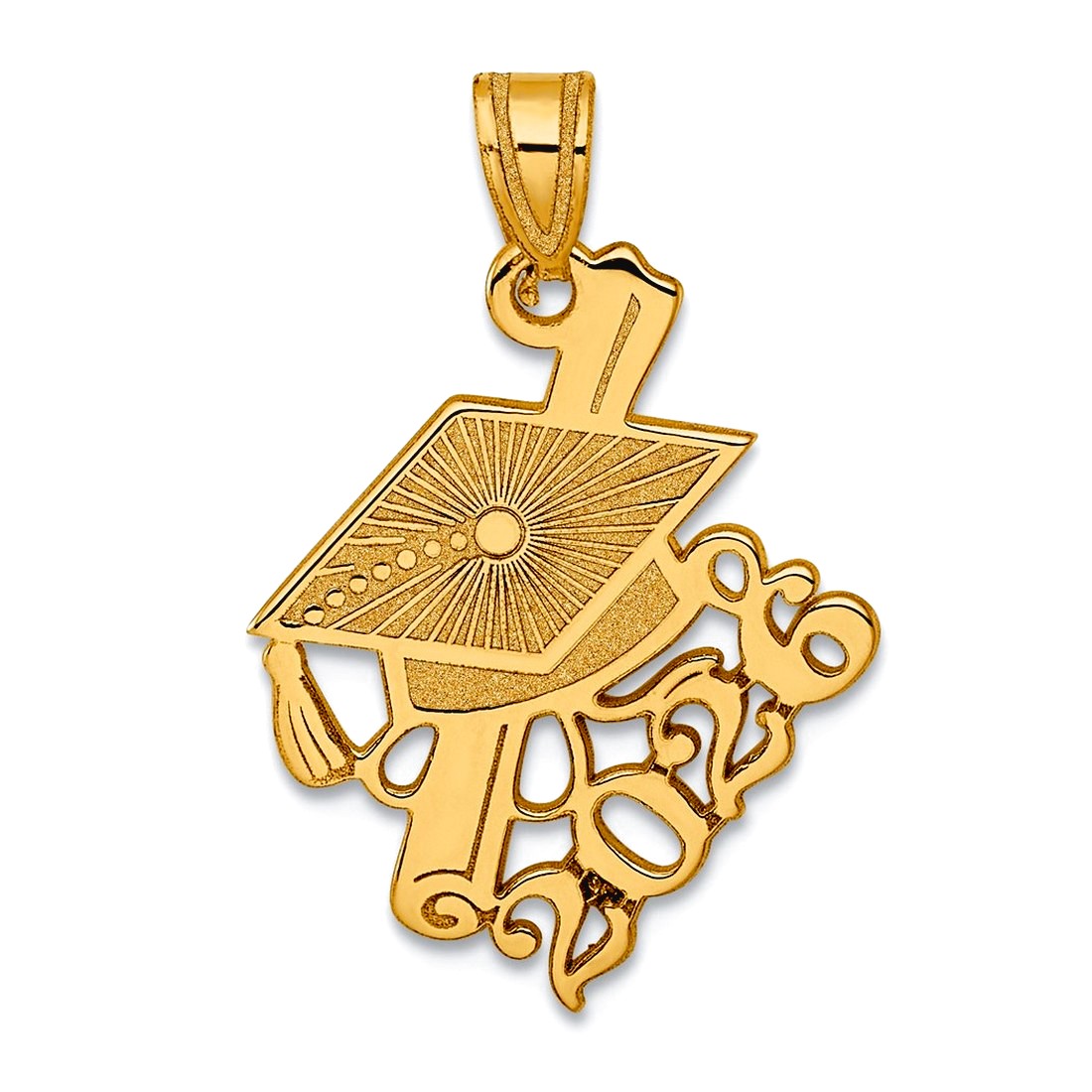 16.45mm 14k Solid Yellow Gold Graduation Cap and Slanted Diploma 2026 ...
