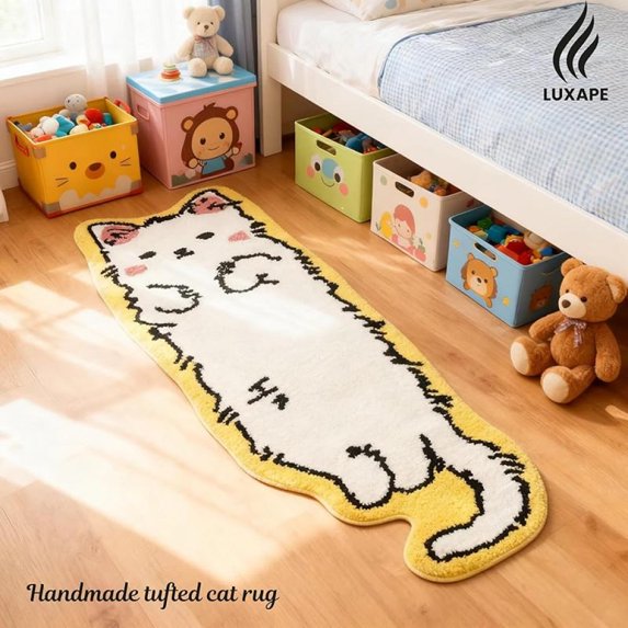 16×47in Handmade Cat-Shaped Rug - Premium Kitty Decor Mat for Bedroom, Kids Room & Doorway