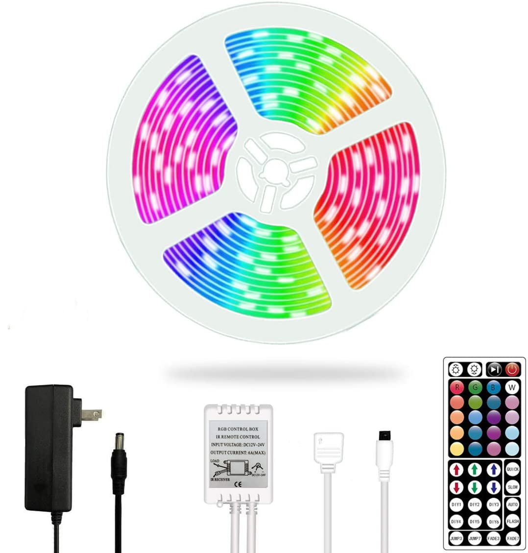 16.4FT/5M 150 LEDs Light Strip, 5050 RGB Color Changing LED Lights with 44 Key Remote for Bedroom, Kitchen, Party, TV