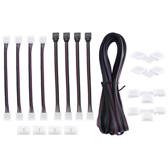 16.4FT(5M) 4-Pin RGB LED Strip Extension Cable,LED Strips Connectors Kits for 5050 Metal + plastic9110