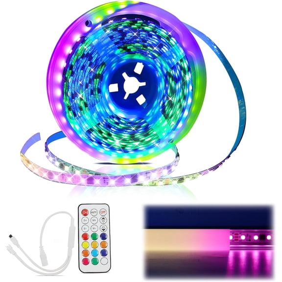 16.4FT/5Meter RGB LED Strip 96LEDS/M LED Band LED Channel U108 U108 U103 LC31 Bedroom Indoor Home Decoration AC1L (excluding Power Adapter)