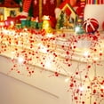 thumbnail image 1 of 16.4FT Christmas LED String Lights Berry Beaded Garland Lights Battery Powered 50 LED Xmas Indoor Party Decor Fairy Lights (Red), 1 of 6