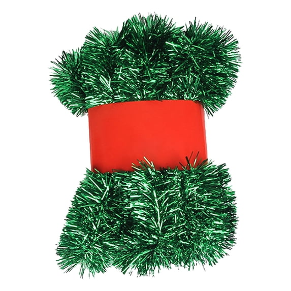 16.4FT Christmas Tinsel Garland,Shiny Metallic Foil Decorations for Front Door Mantle Fireplace,Parade Floats,Christmas Tree,New Year Parties,Birthday Party,Indoor and Outdoor Party Supplies(Green)