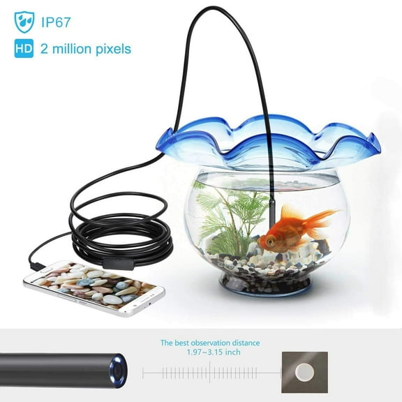 16.4FT Endoscope Camera with Light, Borescope with 6 LED Lights, Endoscope with Semi-Rigid Snake Camera, IP67 Waterproof Inspection Camera for Most Devices