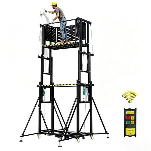 16.4FT Motorized Scaffolding Lift Platform, 660 lbs Capacity, Electric with Remote Control, CE Certified for Home Decoration, Roof Repair & Construction,16.4FT Lifting Height