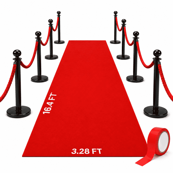 16.4FT Red Carpet Runner for Party, Rug Runner for Weddings Prom Graduation, Non-Slip Aisle Runner for Ceremony, Party Decorations Backdrop for Theme