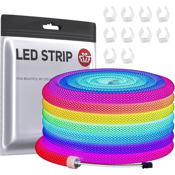 16.4FT WS2811 WS2812B IC  360  Round Reticulate  Chasing Color Neon  Strip Flexible Nylon  IP67  Dream Color Rope Light DC5V(No  or Controller)