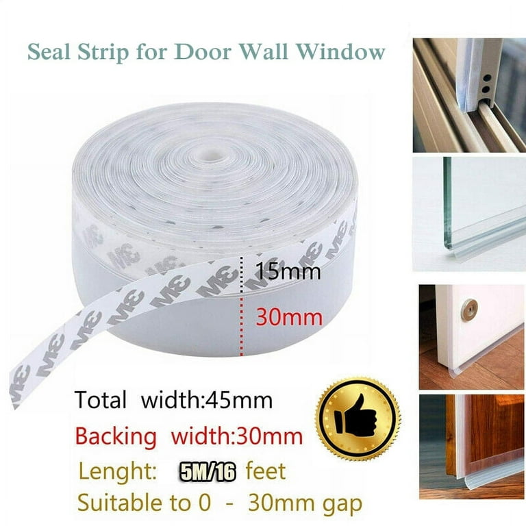 16.4Feet Silicone Seal Strip,Door Weather Stripping Door Seal Strip Window  Seal Silicone Sealing Tape for Door Draft Stopper Adhesive Tape for Doors  Windows and Shower Glass Gaps 45MM 