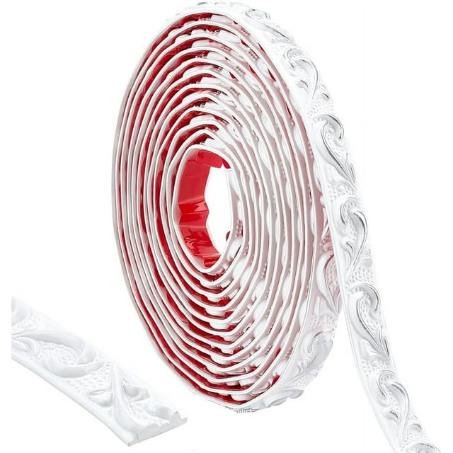 16.4Ft/5m Flexible Molding Trim 0.8 inch Wide Peel and Stick White Self