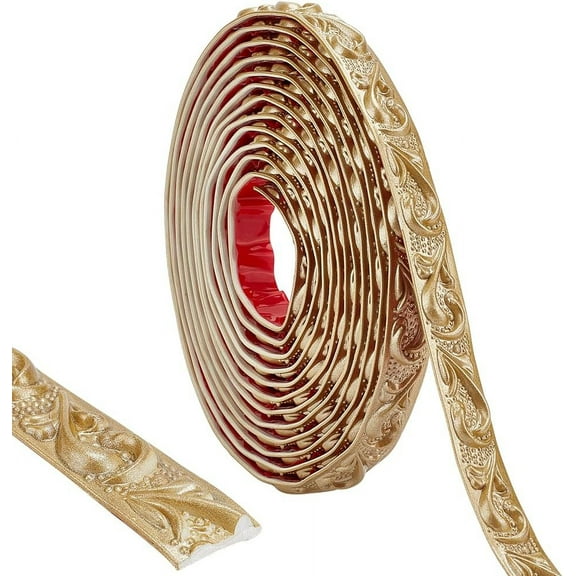 16.4Ft Flexible Molding Trim Peel and Stick Golden Self Adhesive Waterproof Paintable Wall Mirror Corner Edge Tile Trim