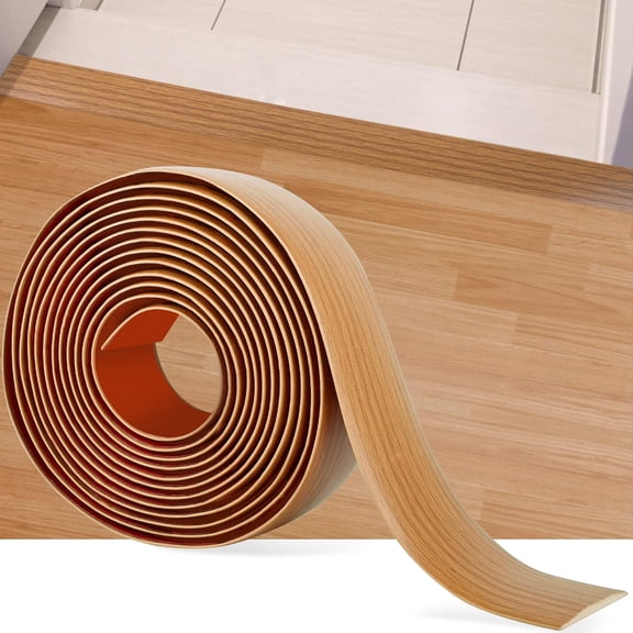 Wood Grain Floor Transition Strip, Self Adhesive Vinyl Divider, 16.4Ft