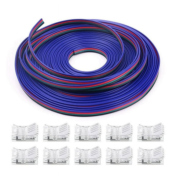 16.4Ft RGB LED Wire 22 AWG 4Pin RGB Wire with Connector 22 Gauge 4 Colors RGB for RGB LED Strips 3528 5050