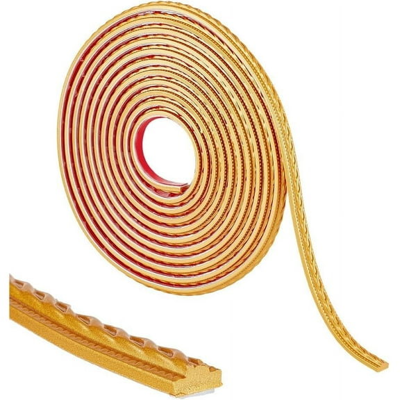 16.4Ft Wall Molding Trim PVC Self-Adhesive Flexible Molding Trim Golden Molding Wall Trim Ceiling Molding Trim Peel and Stick Trim Molding 12mm Wide for Wall Furniture Door