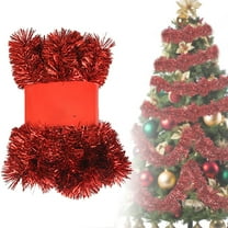 16.4Ft Xmas Tinsel Garland Decor,Christmas Metallic Garlands Red Green Gold Hanging Garland for Merry Christmas Party Wedding Fireplace Stairs Railing Mantel Wreath Ornaments(Red)