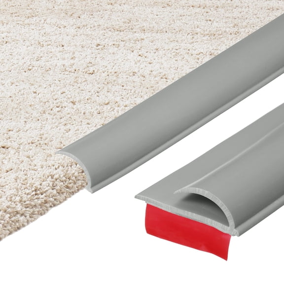 16.4Ft x 1.38" x 0.39" Carpet to Tile Transition Strip, Self-Adhesive Carpet Edge Strip, Plastic Gap Cover, Laminate Edge Trim for Uneven Surfaces, Gray