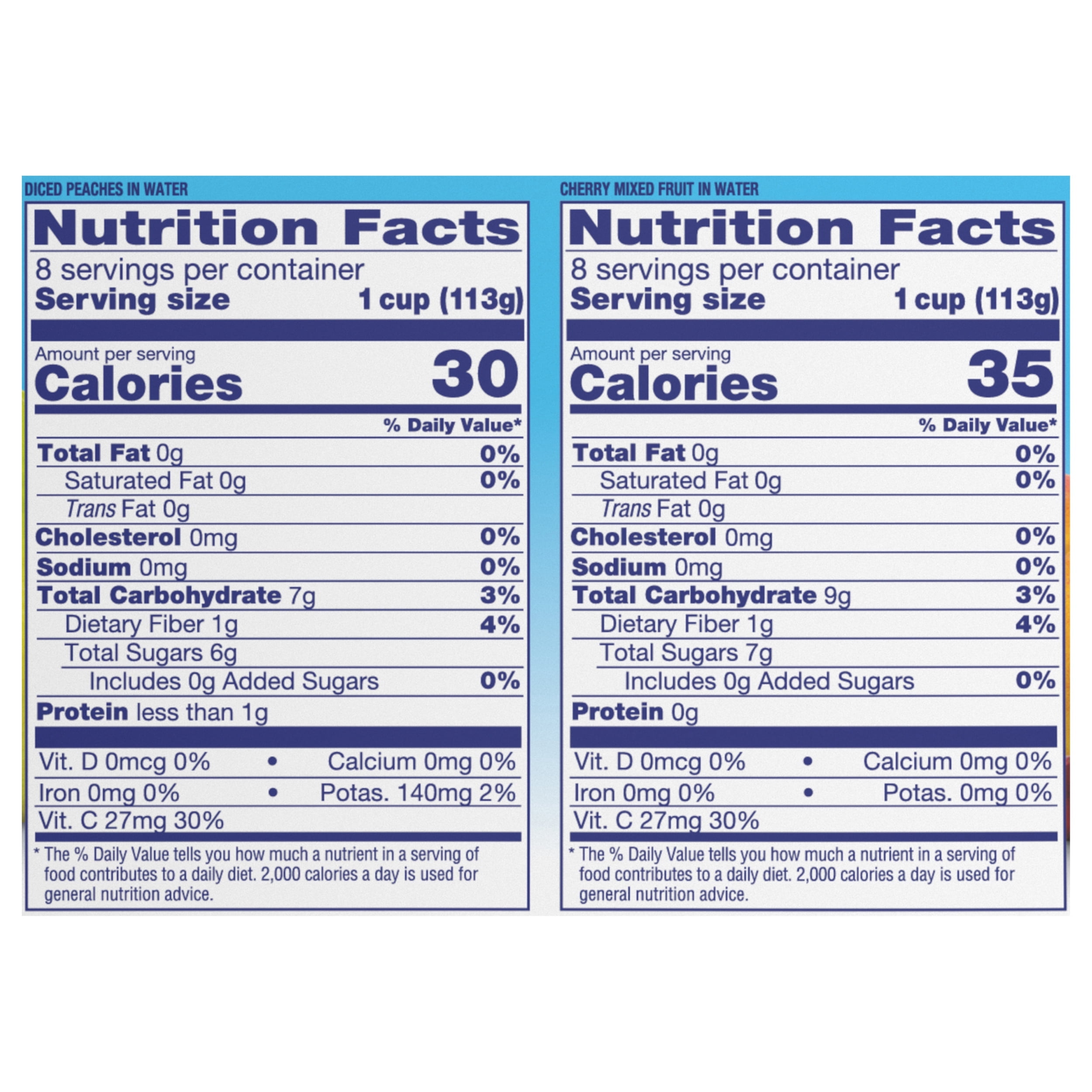 Dole No Sugar Added Diced Peaches/Cherry Mixed Fruit Fruit Bowls Snacks Variety Pack 16 - 4 oz Cups