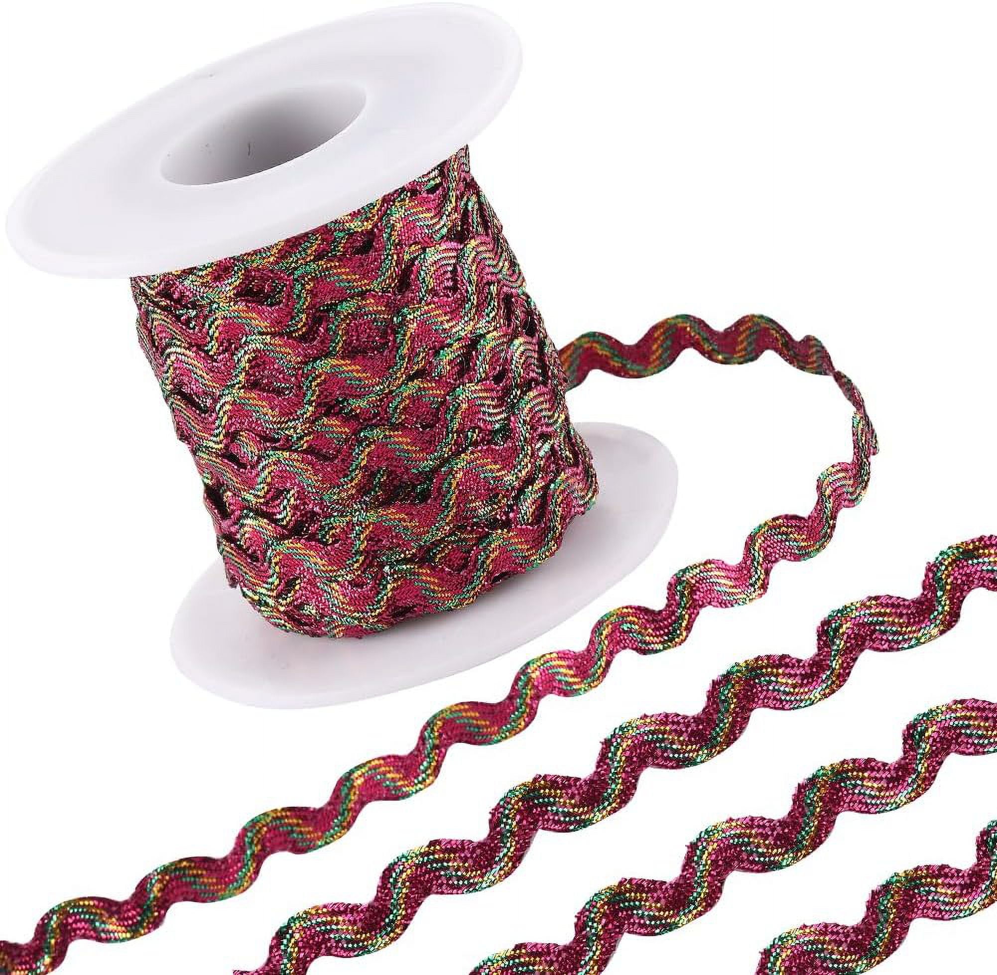 Transparent Background Rick Rack Ribbon 16.4Yds/15m Metallic Rick Rack Sparkly Fuchsia Wave Bending Fringe Trim ...