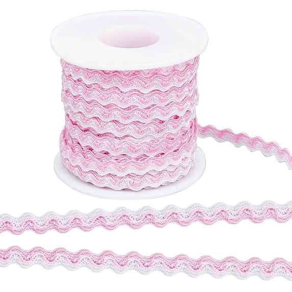 16.4Ydsx 8mm RIC Rac Bending Fringe Trim Wave Ribbons Pearl Pink Woven ...