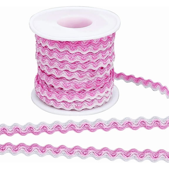 16.4Ydsx 8mm RIC Rac Bending Fringe Trim Wave Ribbons Pearl Pink Woven Fabric Ribbon