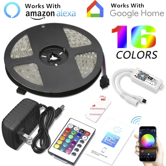 16.4ft 150LED Alexa Smart Home WIFI Wireless RGB Waterproof Strip Neon Light Kit