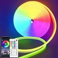 thumbnail image 1 of LED Neon Rope Lights - 16.4ft 24V RGB Flexible Strip Lights with Remote and APP Control, IP65 Waterproof for Bedroom and Outdoor Decor, 1 of 7