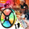 thumbnail image 1 of 16.4ft 5050 RGB Multi-Color Changing LED Rope Lights for Bedroom with 44Key Remote & 12V DC Power Supply for Home Room Office Decorations, 1 of 7