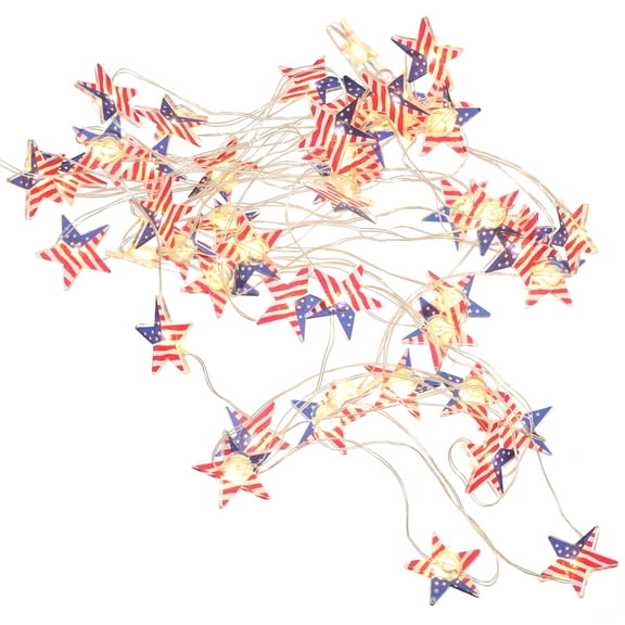 16.4ft American Flag LED String Lights 4th of July Independence Day Outdoor Decor