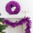 thumbnail image 1 of 16.4ft Artificial Pine Christmas Garland - Single Strand with Soft Purple Leaves, Suitable for Holiday Staircases, Fireplaces, Weddings & Party Decor, Durable Faux Pine Garland for Indoor/Outdoor Use, 1 of 6