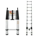 thumbnail image 1 of 16.4ft Extension Ladder with 2 Detachable Hooks, Aluminum Telescoping Folding Ladder Portable Home Ladder, 3.1ft Folded Height, Adjustable Height, 330lbs Load Capacity, EN131 Standard, 1 of 9