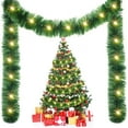 thumbnail image 1 of 16.4ft Lighted Christmas Garland with 50 Led String Lights, Pre-lit Long Artificial Greenery Garlands, Plug in Holiday Decorative Lights for Indoor Outdoor Decor (Warm White, Green), 1 of 8