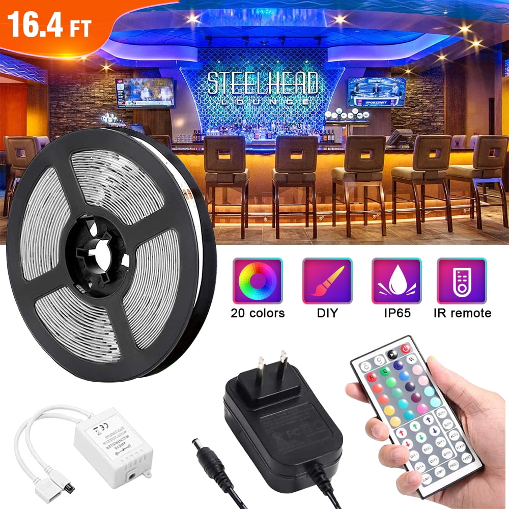 16.4FT RGB LED Strip Lights – Color Changing, Remote Controlled, Self-Adhesive – Perfect For Bedroom, TV, Kitchen, Or Party Decor