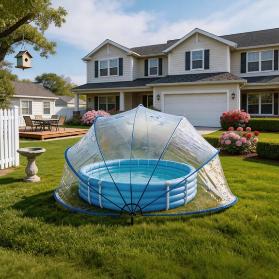 16.4ft Retractable Pool Dome Cover, Ground-Mounted PE Pool Fence for Above-Ground Round Pools
