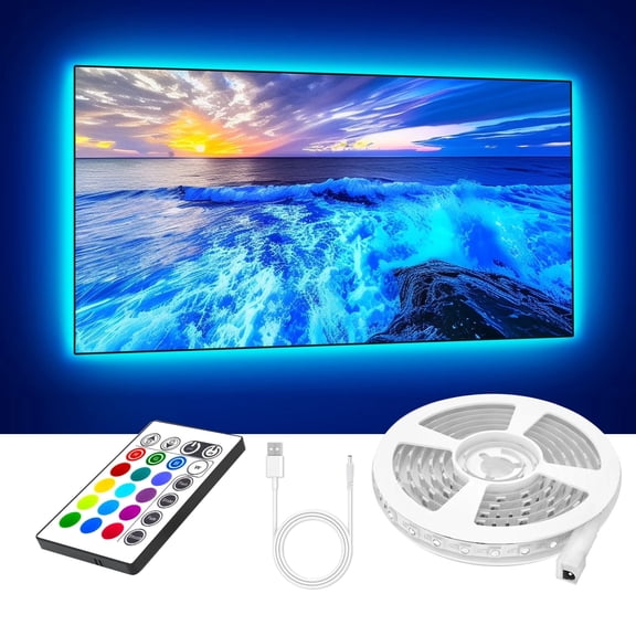 16.4ft Smart Strip Lights Kit, RGB Backlight Compatible with Alexa and Google Assistant, Support Music Sync Color Changing for TVs, Cabinets, Bar Counters, Under Beds, Shelves