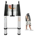 thumbnail image 1 of 16.4ft Telescoping Ladder with 2 Detachable Hooks, Aluminum Extension Folding Ladder 12 Steps, 330lbs Max Load, Portable Home Attic Ladder with Non-Slip Rubber Feet 3.1ft Folded Height, 1 of 1