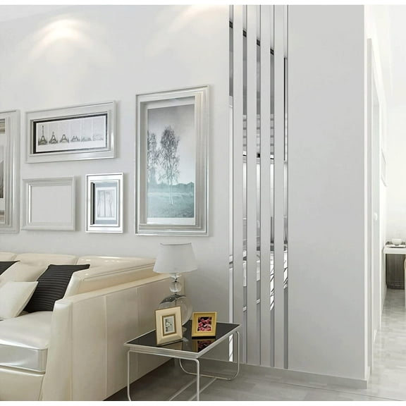 16.4ft x 0.8in Self-Adhesive Flexible Molding Trim, Vibrant Mirror Like Stickers, Removable Decals Stickers for Wall Frames, Wallpaper Border, Waist Lines(Silver)