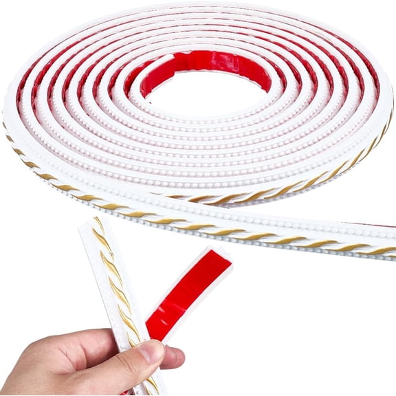 16.4ft x 0.8inch Flexible Molding Trim Wall Trim Self-Adhesive Decorative Strip Peel and Stick Trim Wall Molding Trim for Walls Chair Rail Panel Moulding for Tile Edge Door Mirror Frame White