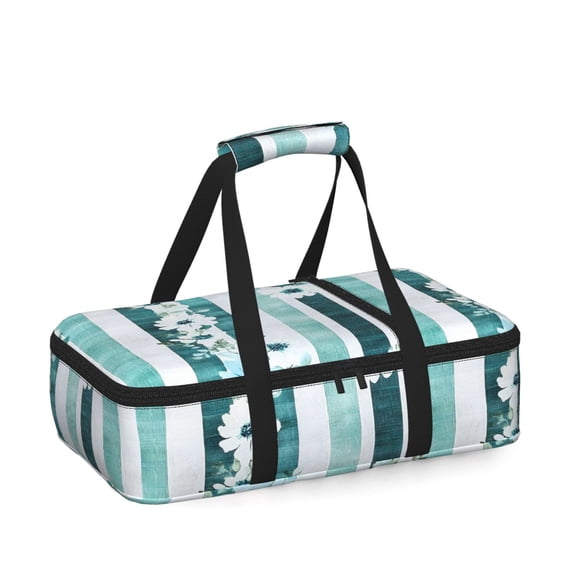 16.510.6in Single Layer Cooker Heat Preservation Bag Is Waterproof And Insulated With Comfortable Handle For Easy Carrying Lightseagreen Stripe_1
