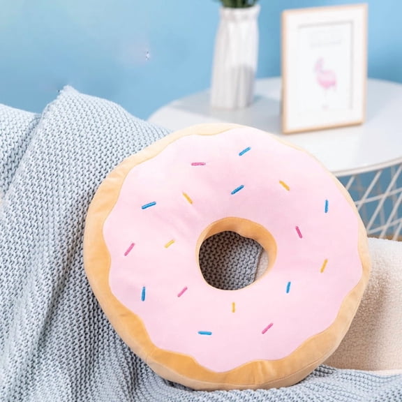 16.5" 3D Donut Throw Pillow - Made with Super Soft & Ultra Premium Fabric - Cute, Comfortable, Plush Stuffed Doughnut Cake Cushion for Home DecorPink