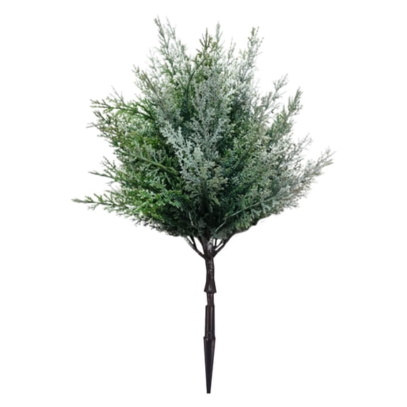 16.5" Artificial Cedar Topiary Ball Trees with Ground Spike, 1 Pack Artificial Shrubs, UV Resistant Fake Plant Brush for Indoor Outdoor Front Porch Garden, C