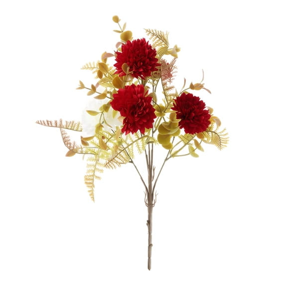 16.5" Artificial Ping Pong Chrysanthemum Bright Multi-Layer Petals Single Stem Vivid Floral Pick for Fall Table Centerpiece Home Decor