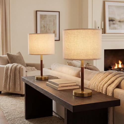 16.5'' Bedside Table Lamps Set of 2, Small Metal Accent Table Lamps with Linen Lampshade, Modern Simple Desk Lamps for Bedroom,Living Room, Office,Desk(Bulbs Included)$$Tools & Hardware Other