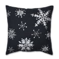 thumbnail image 1 of 16.5" Charcoal Gray and White Embroidered Snowflakes Square Throw Pillow, 1 of 5