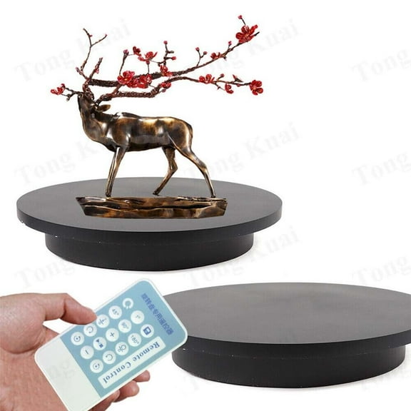 16.5" Electric Turntable 360 Electric Motorized Rotating Turntable Display Stand Remote Control Black 100kg