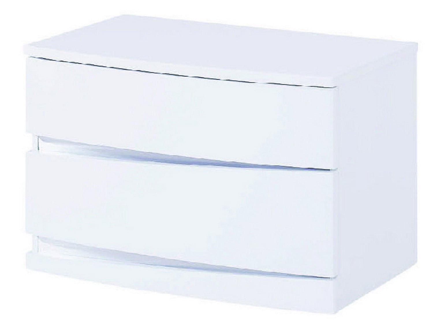 16.5" White High Gloss Wood 2 Drawer Nightstand