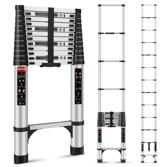 16.5-FT lightweight portable telescopic ladder with 330-pound load capacity, Multi-Purpose Collapsible aluminum alloy telescopic ladder , suitable for rooftops, RVs, and outdoor use