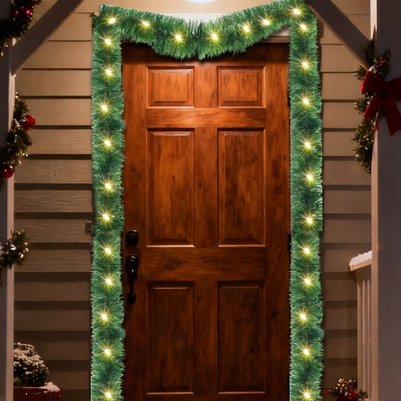 16.5 Ft Christmas Garland with Led, Decorative Plastic Strip With Lights, Lighted LED Door and Window Decoration, Sparkling Hanging Garland for Xmas New Year Home Outdoor Decor
