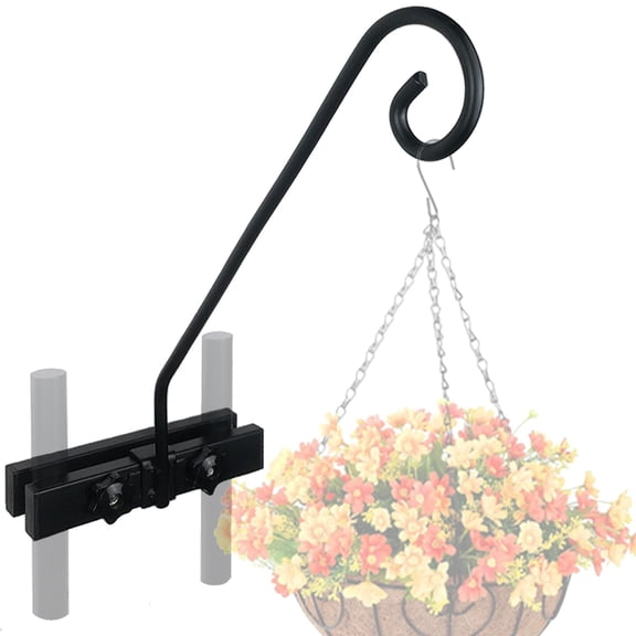 16.5 Inch Deck Hook Rail for Outdoor Hanging Decor, Heavy Duty Hanging Bracket Holds 15 lbs, Perfect for Flower Baskets, Planters, Bird Feeders, Wind Chimes and Patio String Lights