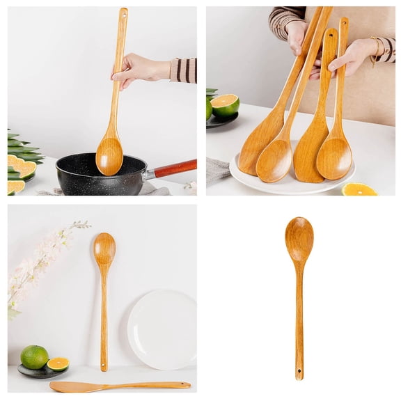 16.5 Inch Giant Wood Spoon Long Handled Wooden Spoon For Cooking And Stirring Kitchen Utensil 42 cmx7 cm Yellow